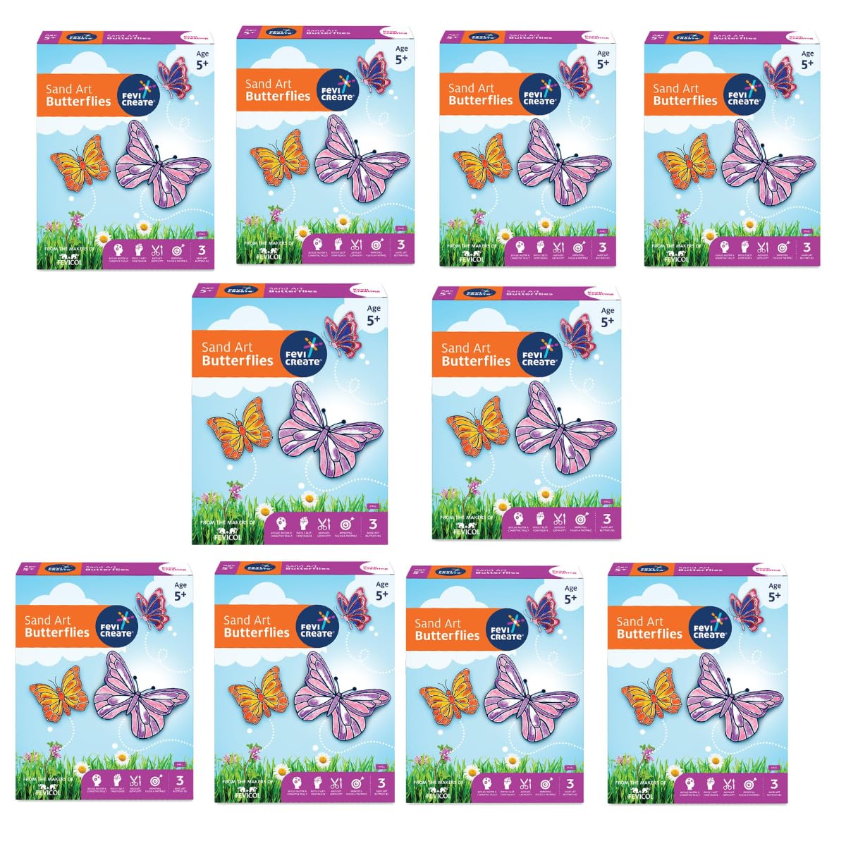 Fevicreate DIY all-in-one sand art butterflies art and craft kit butterfly family fridge magnets kids Learn sand art Use as fridge magnets 3 butterfly family art materials provided ideal gift for girls 5+ years, Pack of 10 (B0BZRNKFWF) Amazon Price History, Amazon Price Tracker