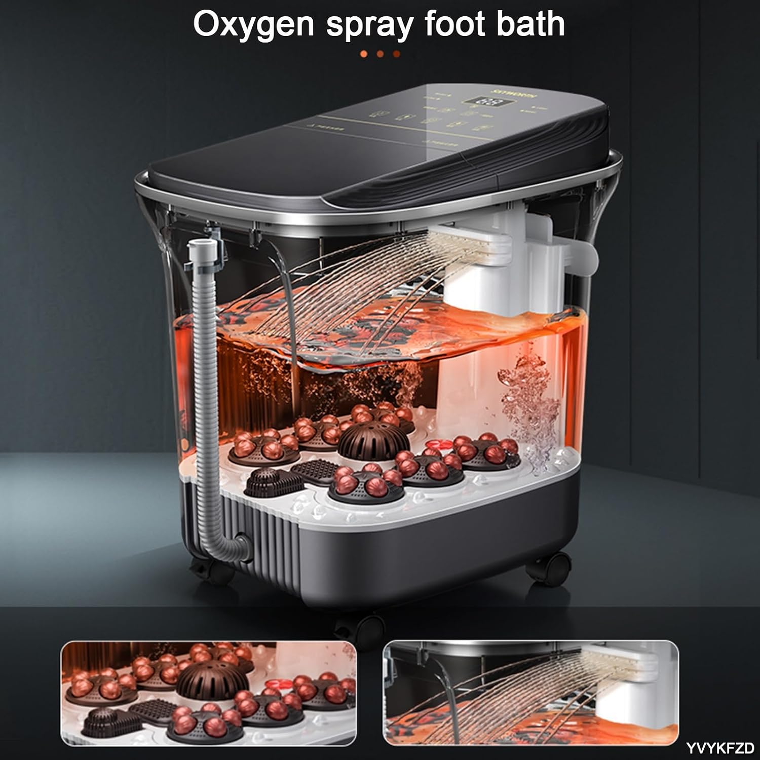YVYKFZD Portable Foot Spa Bath, Foot Bath Basin Massager, Foot Soak Tub with Heat, Red Light, Temperature Control, Bubbles, for Spa Treatment at Home