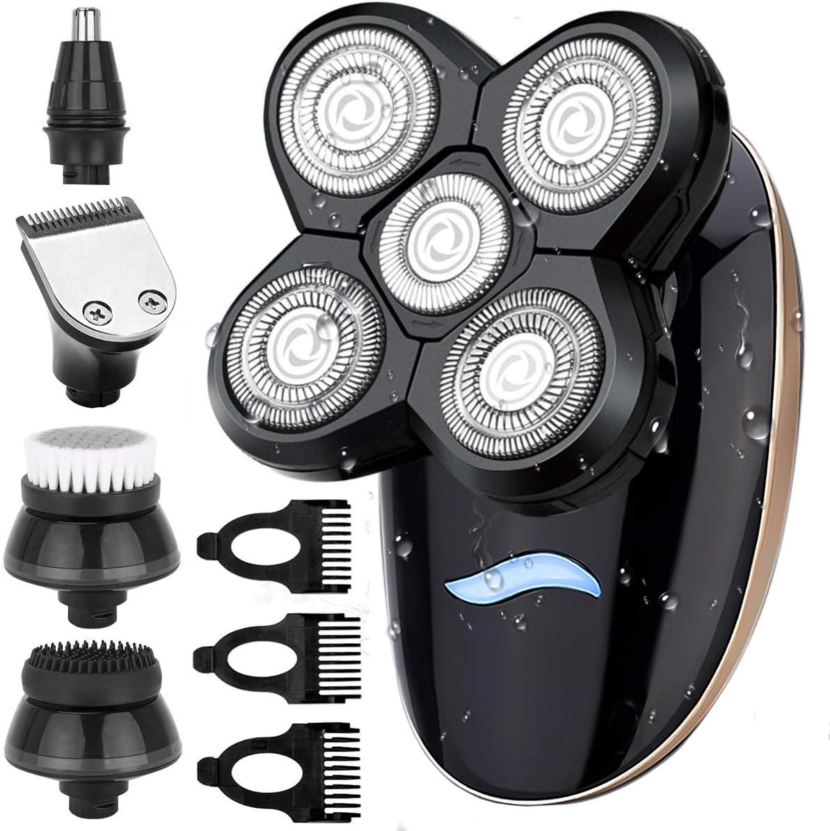 CLEVER BRIGHT Clearance Price Electric Razors for Women 5 in 1 Lady Shaver USB Rechargeable Waterproof Rotary Electric Shaver Beauty Kit with Hair Clipper, Nose Hair Trimmer, Facial Brush, Dry and Wet