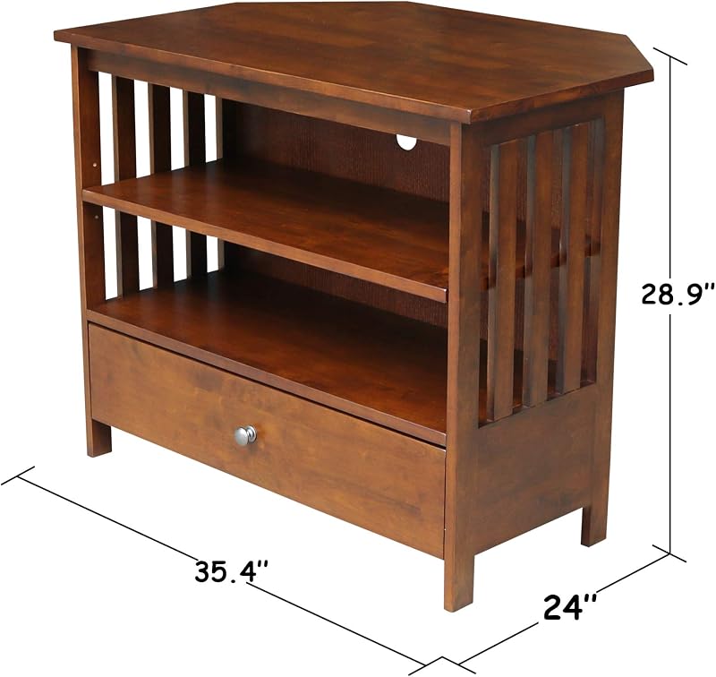 Solid Wood Mission Corner Enteinment/TV Stand, Espresso image 3