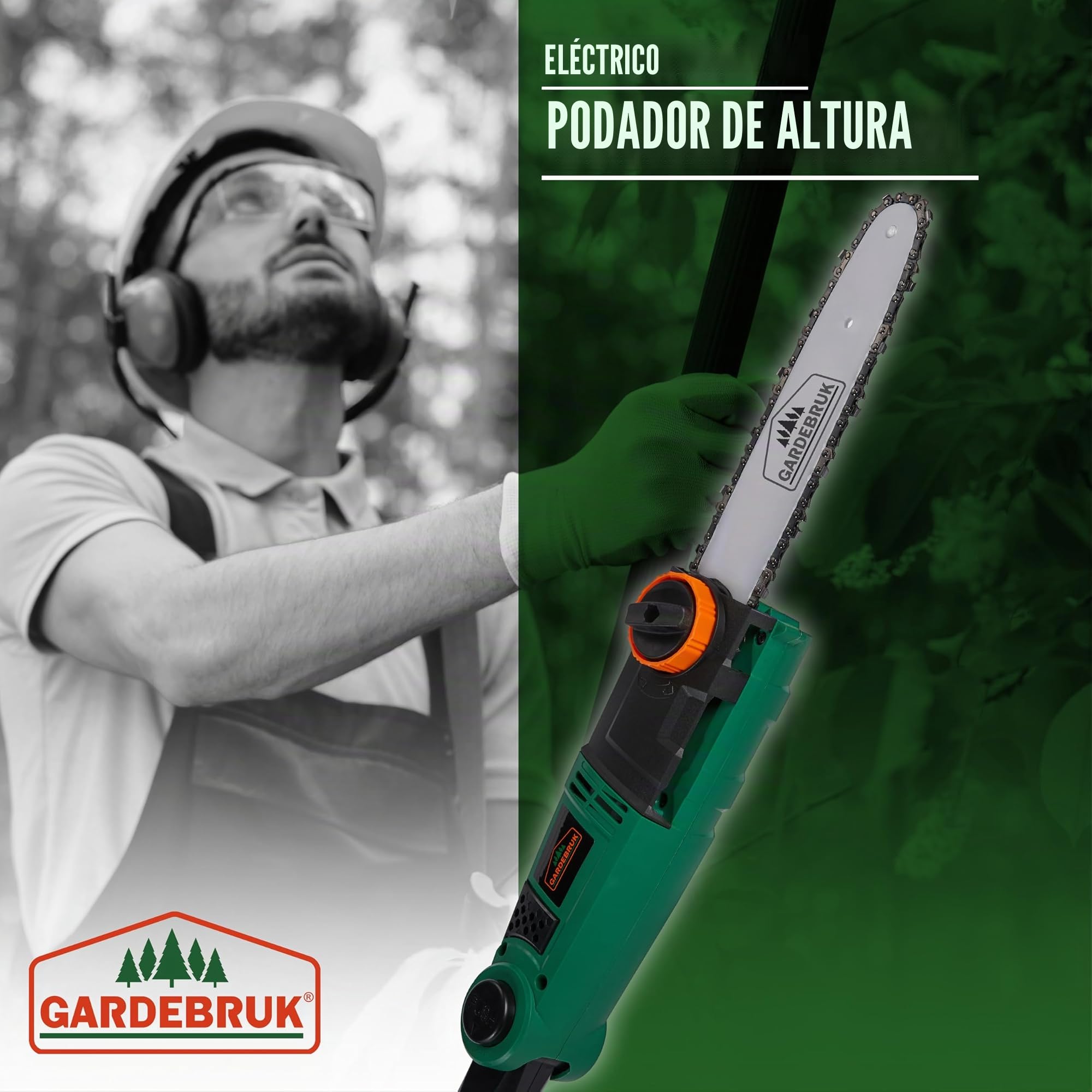 Gardebruk Motosierra eléctrica de 750 W longitud de corte de 26 cm Aluminio cadena calidad Oregon velocidad 9 m/s jardinería