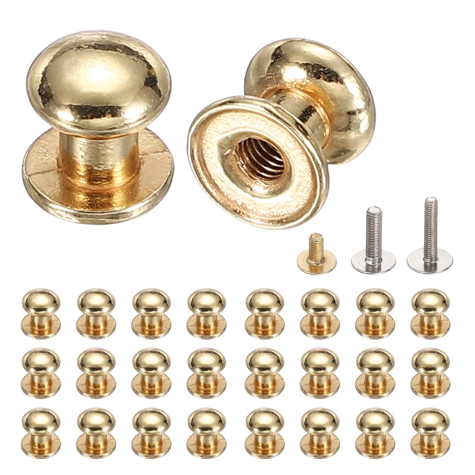 sourcing map 26Pcs Mini Drawer Pulls, 8x8mm Vintage Small Knobs for Jewelry Box, Round Metal Cabinet Knobs Handles Pulls with Screws for Dresser Closet Jewelry Box Gift Cases, Gold — image 1