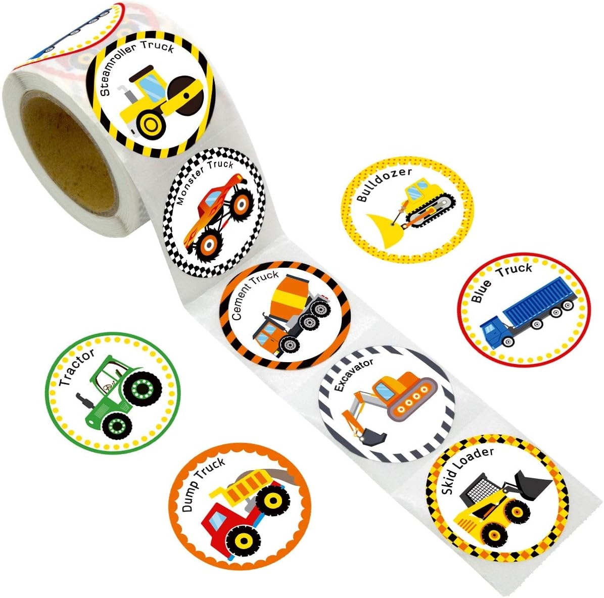 Fancy Land Truck Stickers for Kids 500PCS Perforated Roll Construction Sticker Car Home Family Birthday Party