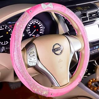 Car Steering Wheel Cover for Women Girls Bowknot Bling Interior Accessories