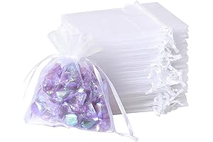 100Pcs White Organza Bags - 2x3 Inch Drawstring Favor Bags