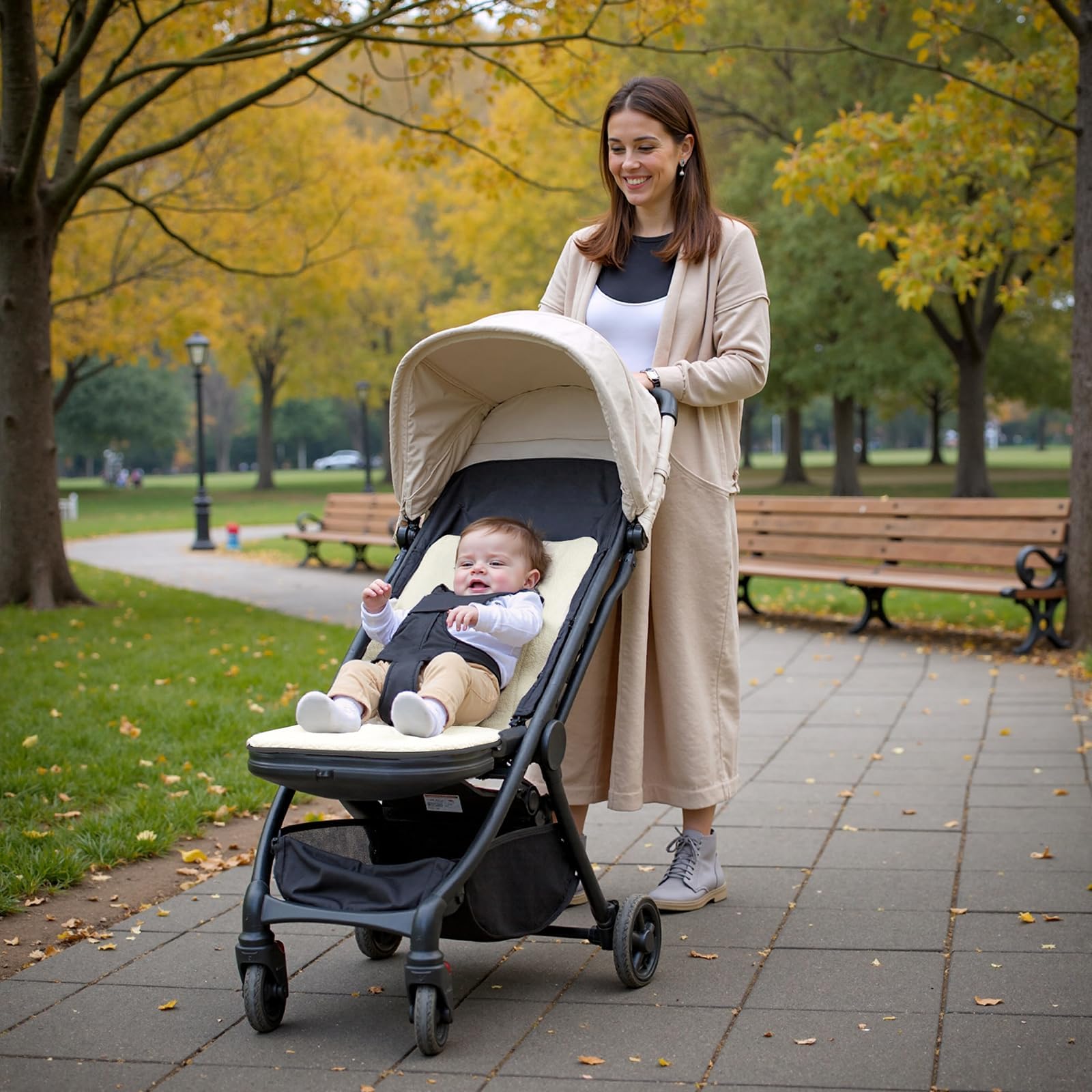 Momcozy Materassino Passeggino Universale Reversibile,Rivestimento Traspirante per Passeggino, Cuscino Morbido Invernale e Fresco Estivo, Imbottitura per Seggiolino e Carrozzina Neonato