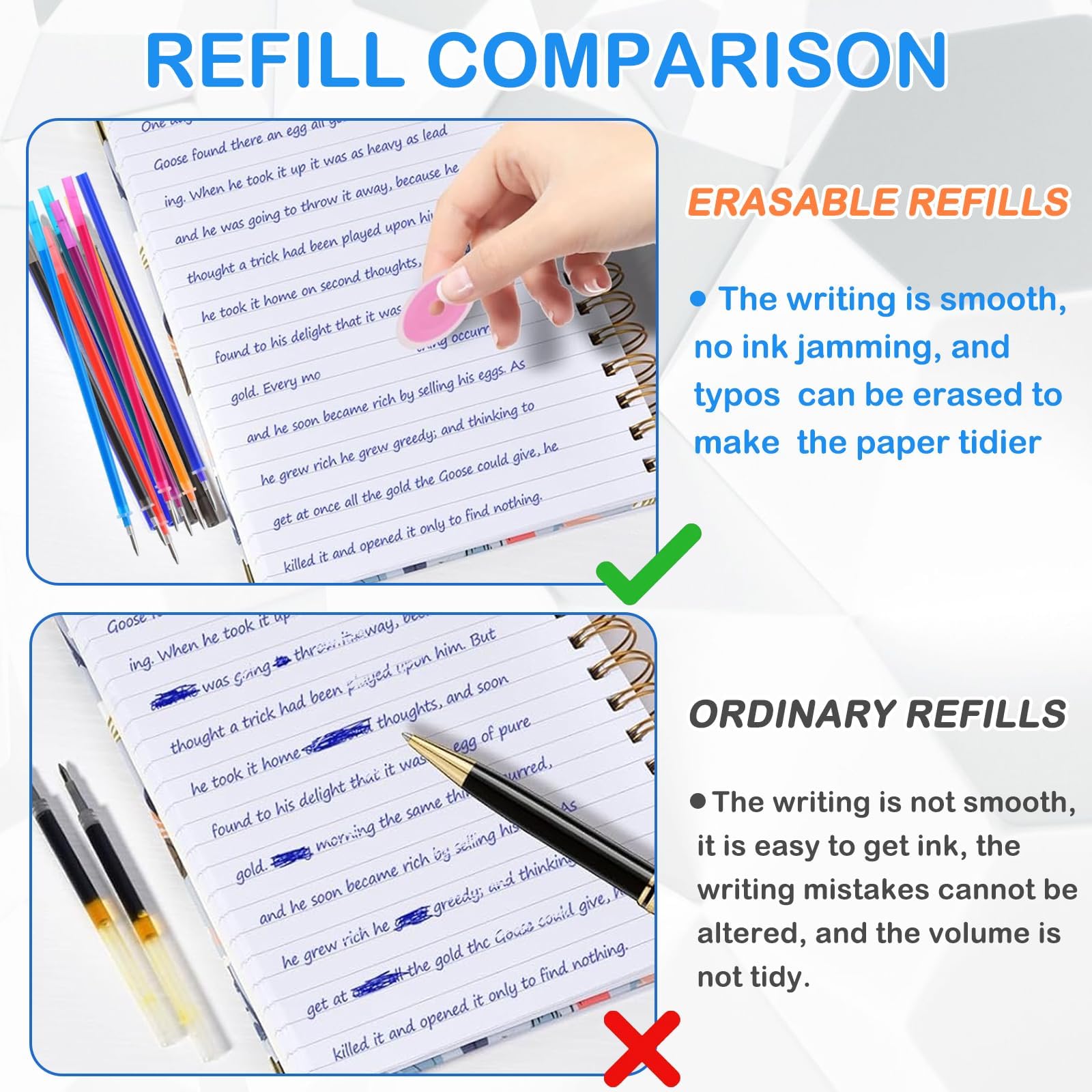 Penna Gel Cancellabile 32 Refill, Compatibili con Legami, Altezza 13 cm, Inchiostro Termosensibile, Punta 0.7 mm, Multicolore