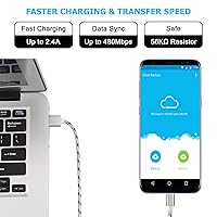 Vista 4 de 2 cables de carga, paquete de 2 cables USB tipo C de 15 pies, cable trenzado de carga rápida extralargo, cable de carga USB C-A para Samsung Galaxy