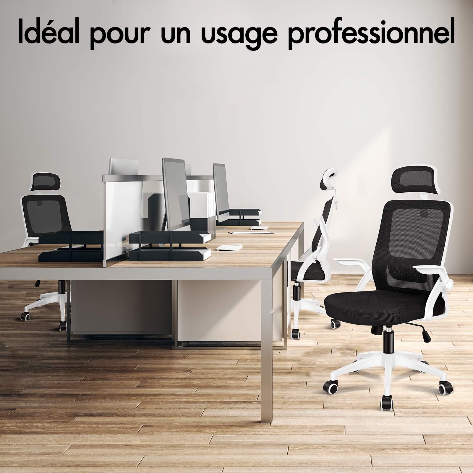 ALFORDSON Chaise de Bureau Ergonomique avec Support Lombaire Dynamique, Accoudoir Rabattable, Blanc