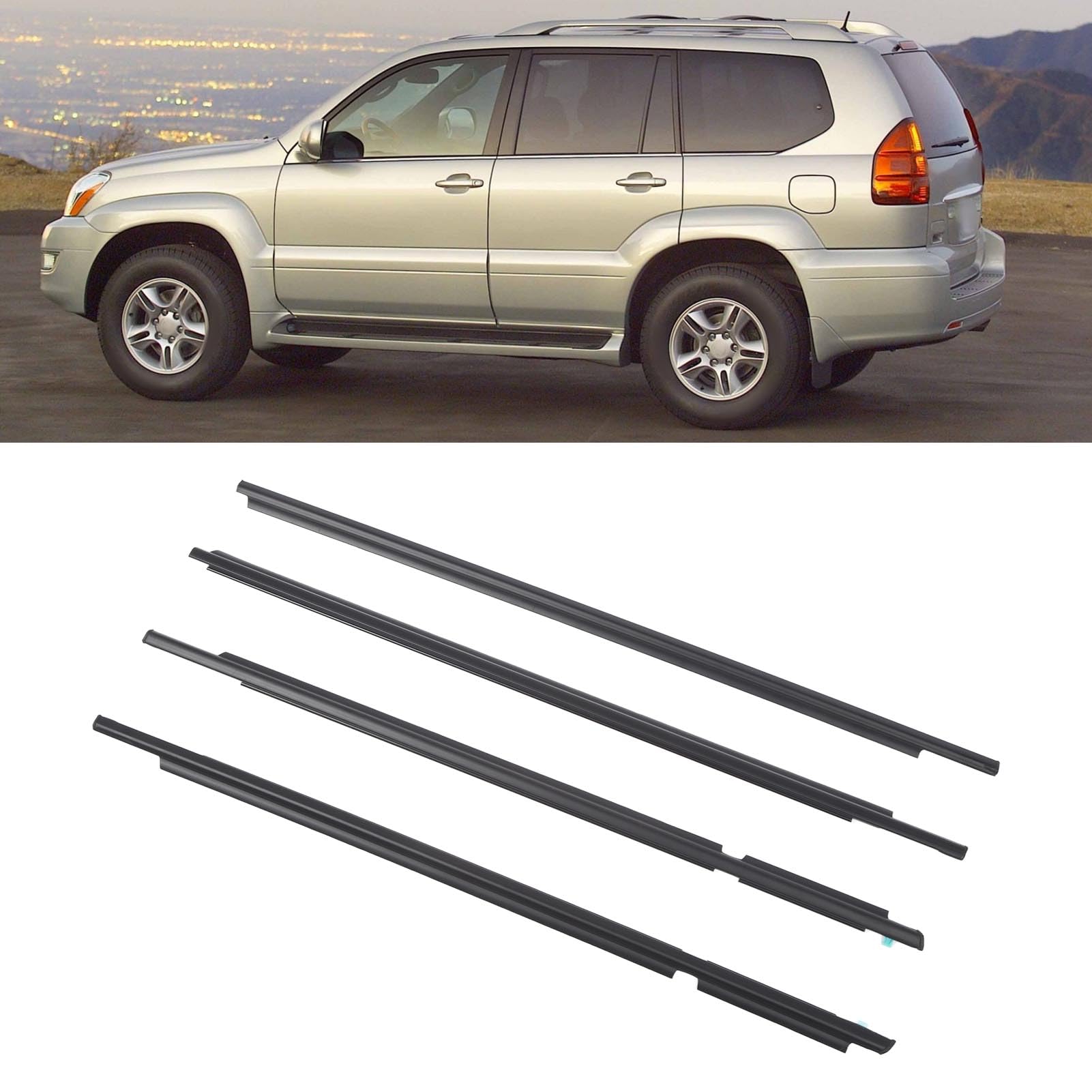 4 Pezzi di Ricambio per Guarnizione per Finestrino Dell'auto, 75711-60061, per Land Cruiser Prado 120 Serie Dal 2003 Al 2009