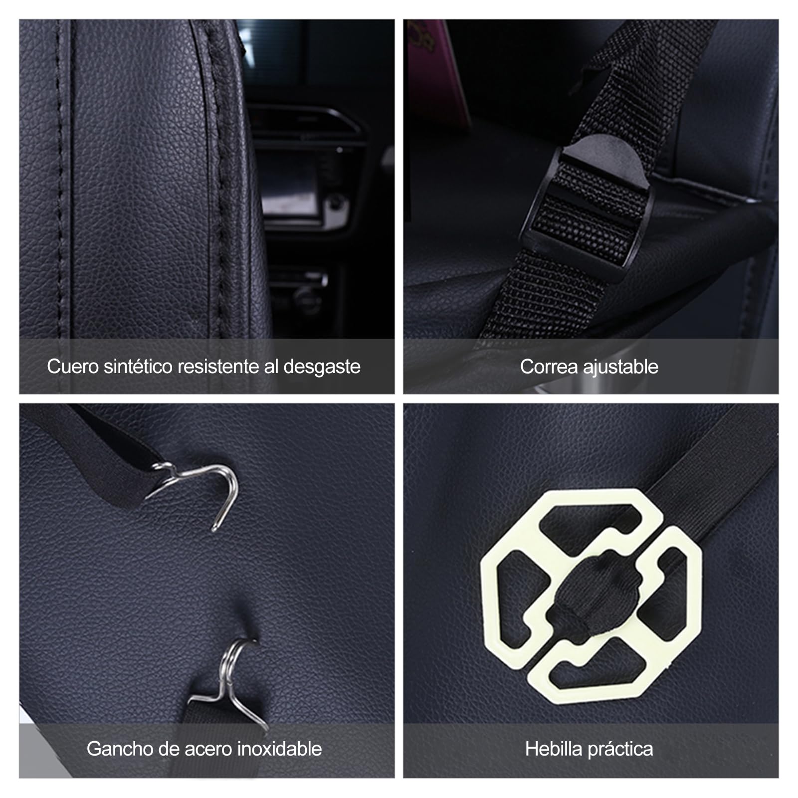 Ergocar Organizadores para Coche de Cuero de Pu de Lujo Protector de Asiento de Coche con Sostenedor de Tablet-Bolsillo, Organizador de Asiento Trasero de Coche Multifuncional (Negro - 2 Pack)