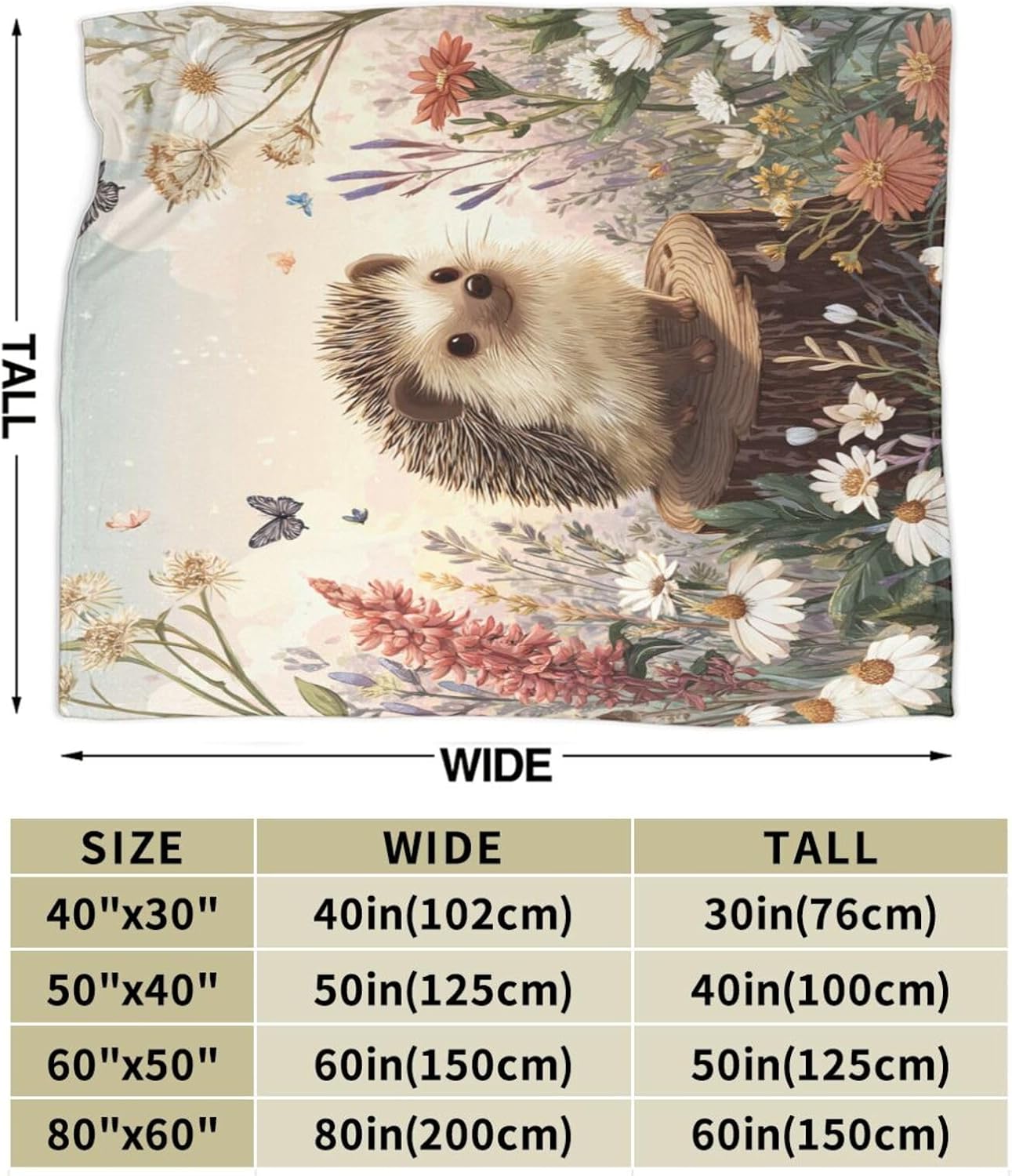 Hedgehog Blanket Cute Hedgehog Throw Blanket Soft Cozy Fleece Fuzzy Stuff Plush Flannel Gifts for Girls Women Boys Kids Adults 40''x50'' - Image 3