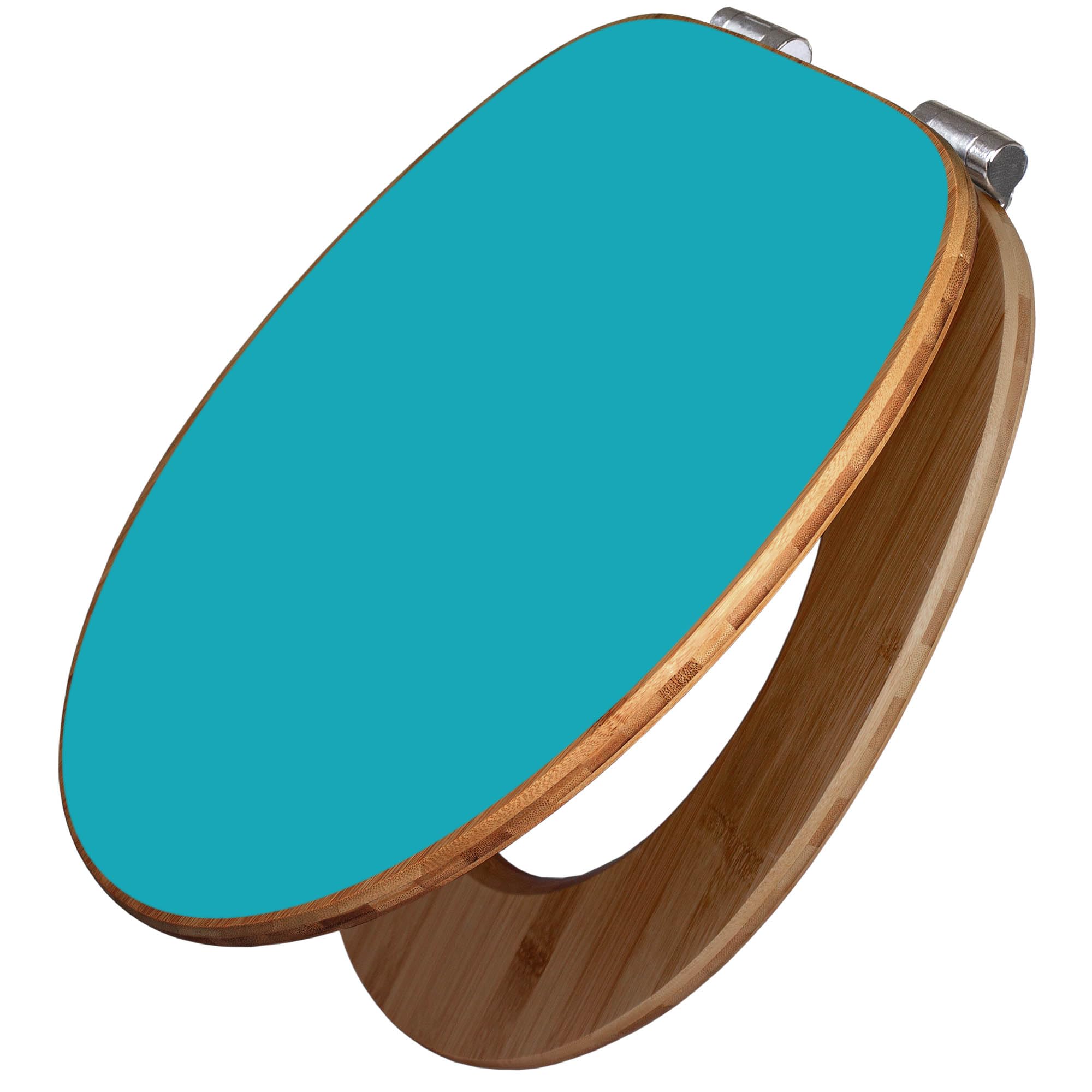 banjado Design WC Sitz Bambus Absenkautomatik 45,8x37,5cm - Toilettendeckel mit Absenkautomatik Holz - hochwertiger Bambus Klodeckel - WC-Sitz für gängigen Toiletten - Farbe Türkis