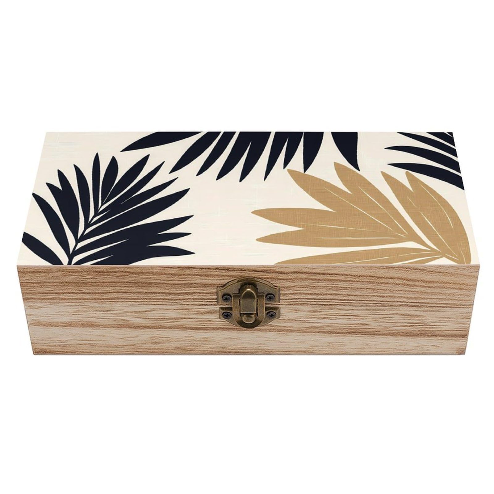 HLBSDM Classic Boho Summer Leaves Retro Wooden Storage Box Jewelry Art Gift Boxs Decorative Keepsake Boxes