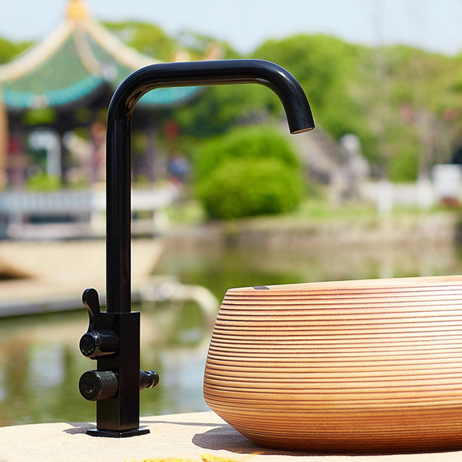 Grifo Fregadero Exterior Solo Agua Fria Grifo Lavadora Doble Salida 1/2 Pulgada Grifos Jardin Decorativo,Negro