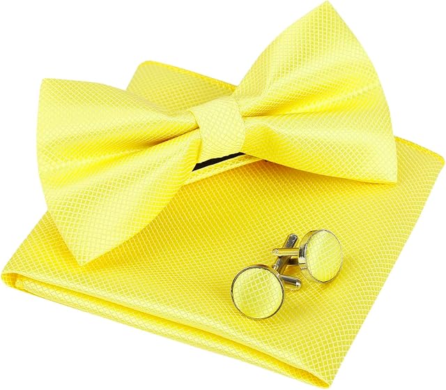 Alizeal Mens Party Bow Tie, Hanky and Cufflinks Set