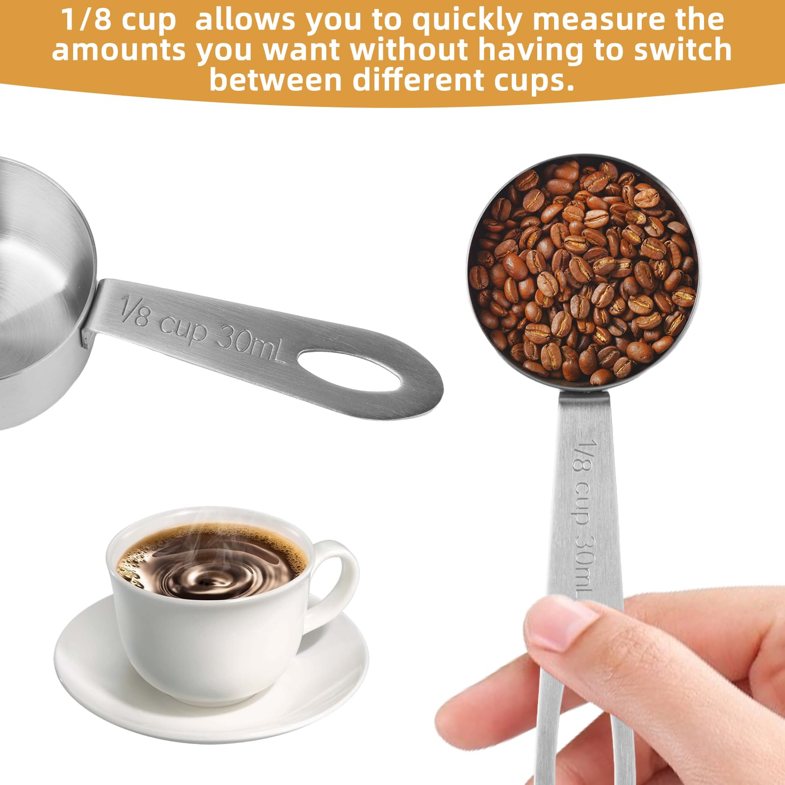 2 Pezzi Misurino per caffè, Acciaio Inossidabile 1/8 Tazza | FindTheDeal