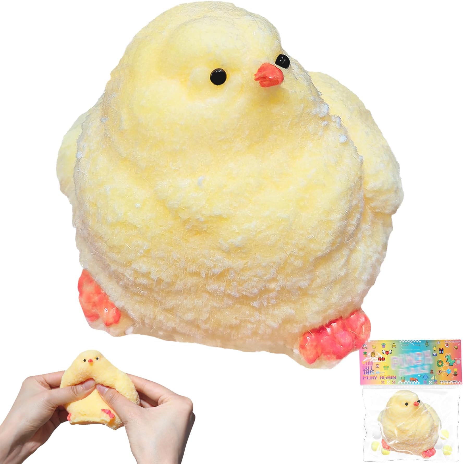 Easter Chick Taba Squishy, Easter Basket Essentials Squishy Toys Stress Relief for Kids Adults Cute Fidget Sensory Toys for Anxiety Relief Party Favors Classroom Prizes Office Family Travel