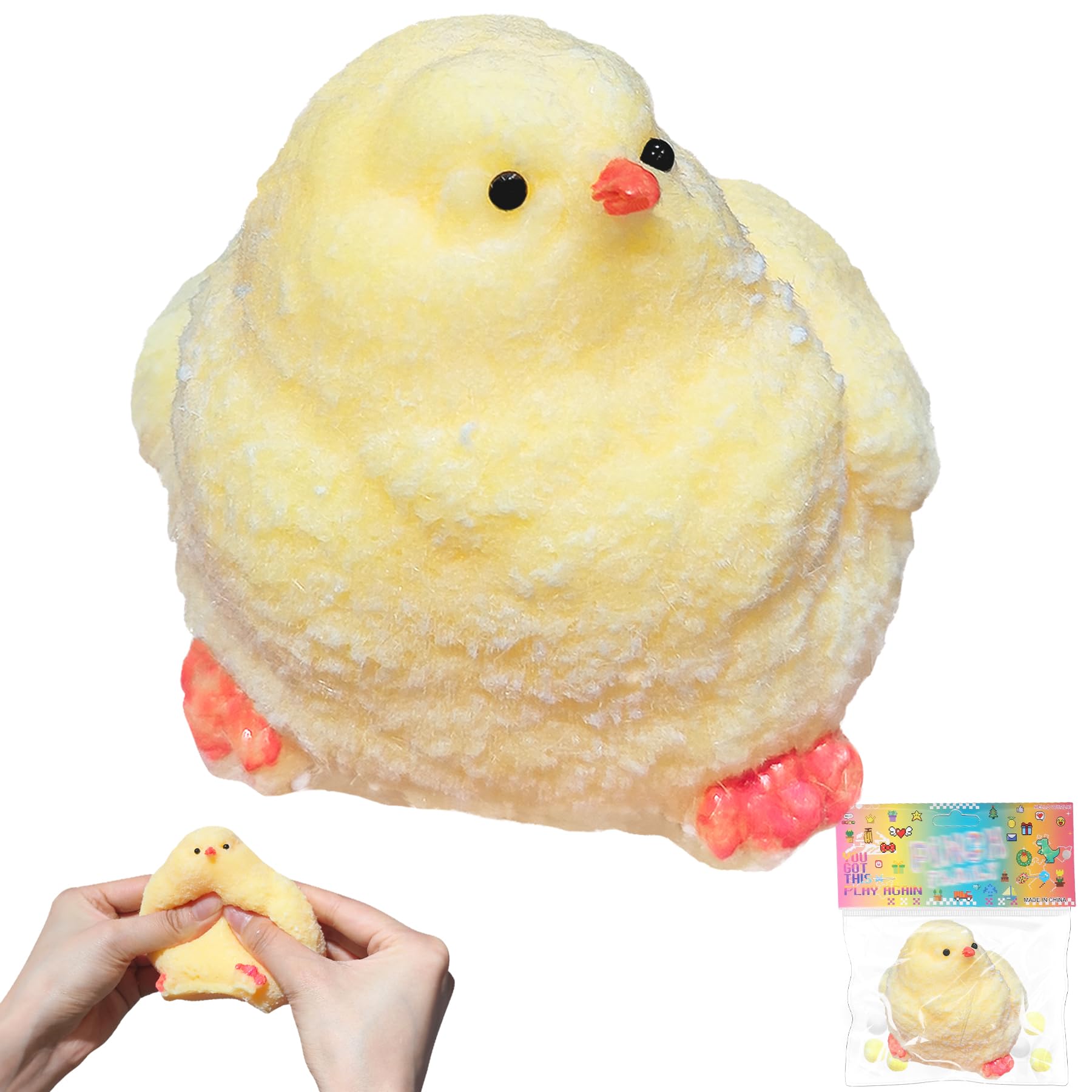 Easter Chick Taba Squishy, Easter Basket Essentials Squishy Toys Stress Relief for Kids Adults Cute Fidget Sensory Toys for Anxiety Relief Party Favors Classroom Prizes Office Family Travel