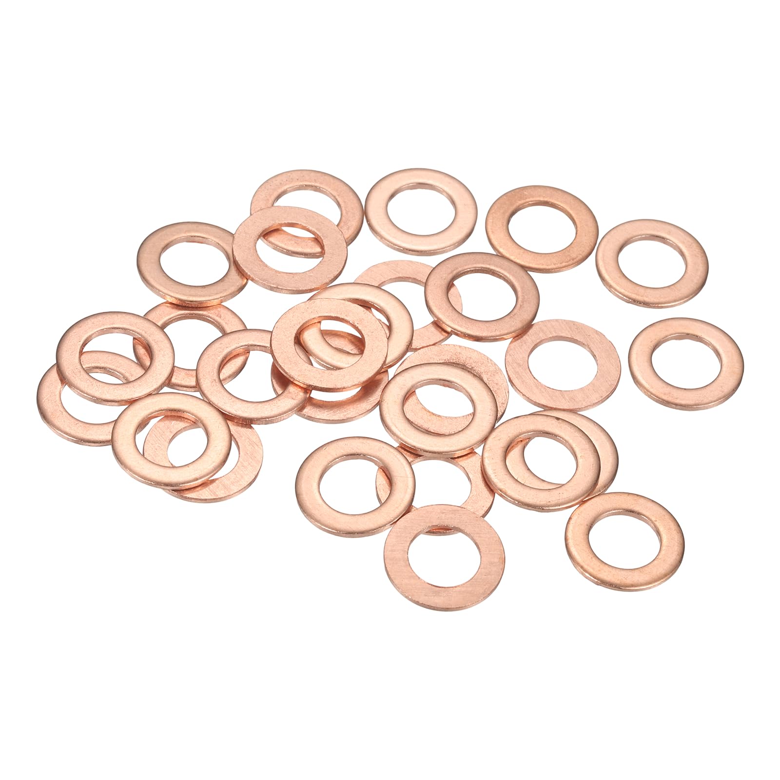 sourcing map 30 Pcs Flat Copper Washers, 8x14x1mm Copper Upgraded Flat Metric Sealing Crush Ring Washers for Hydraulic Fittings Screw Bolt Nut Electronic Repair — image 1