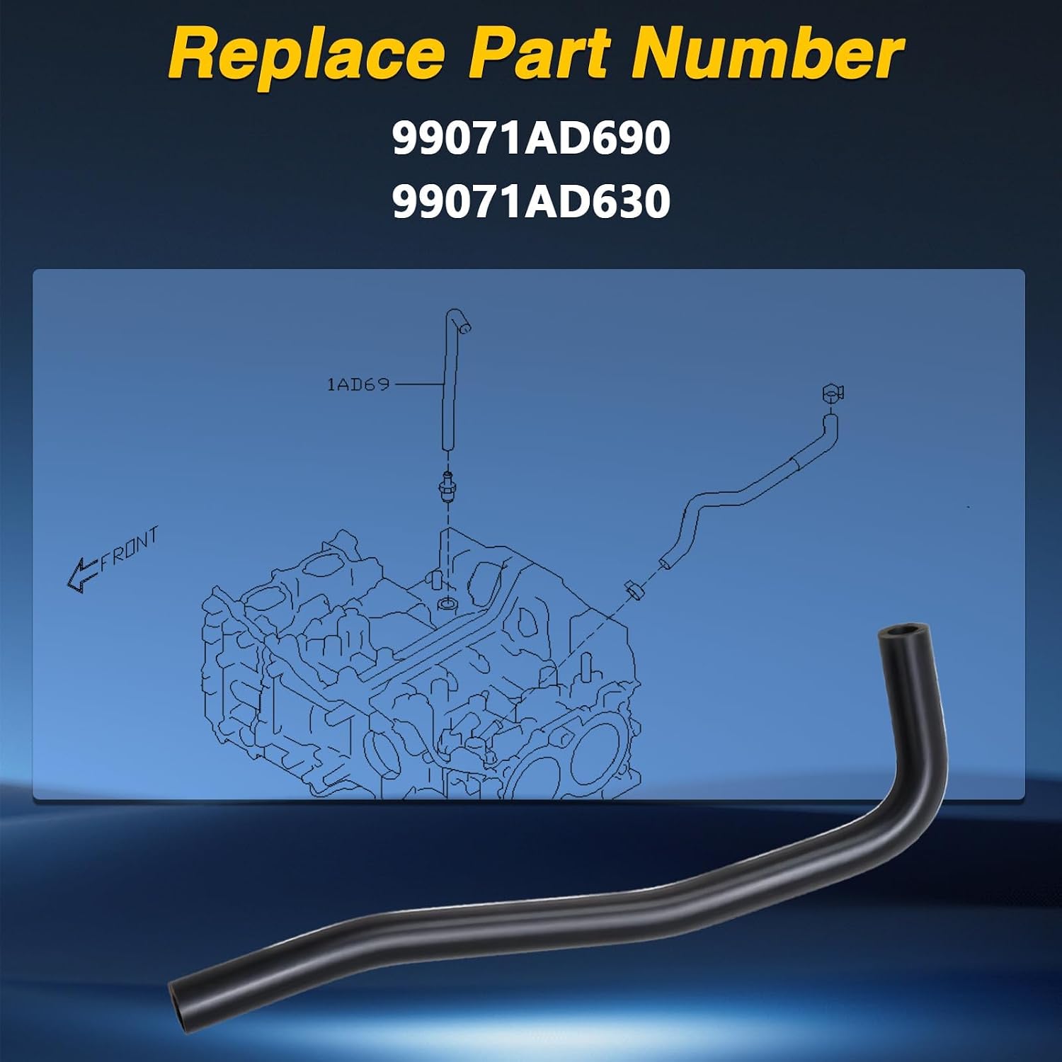 FUSCH Automotive Vacuum Hose - PCV valve hose Compatible with Subaru Crosstrek 2.0L 2015-2017, Forester 2.5L 2011-2016, Impreza 2.0L 2012-2016, Replace# 99071AD690 99071AD630
