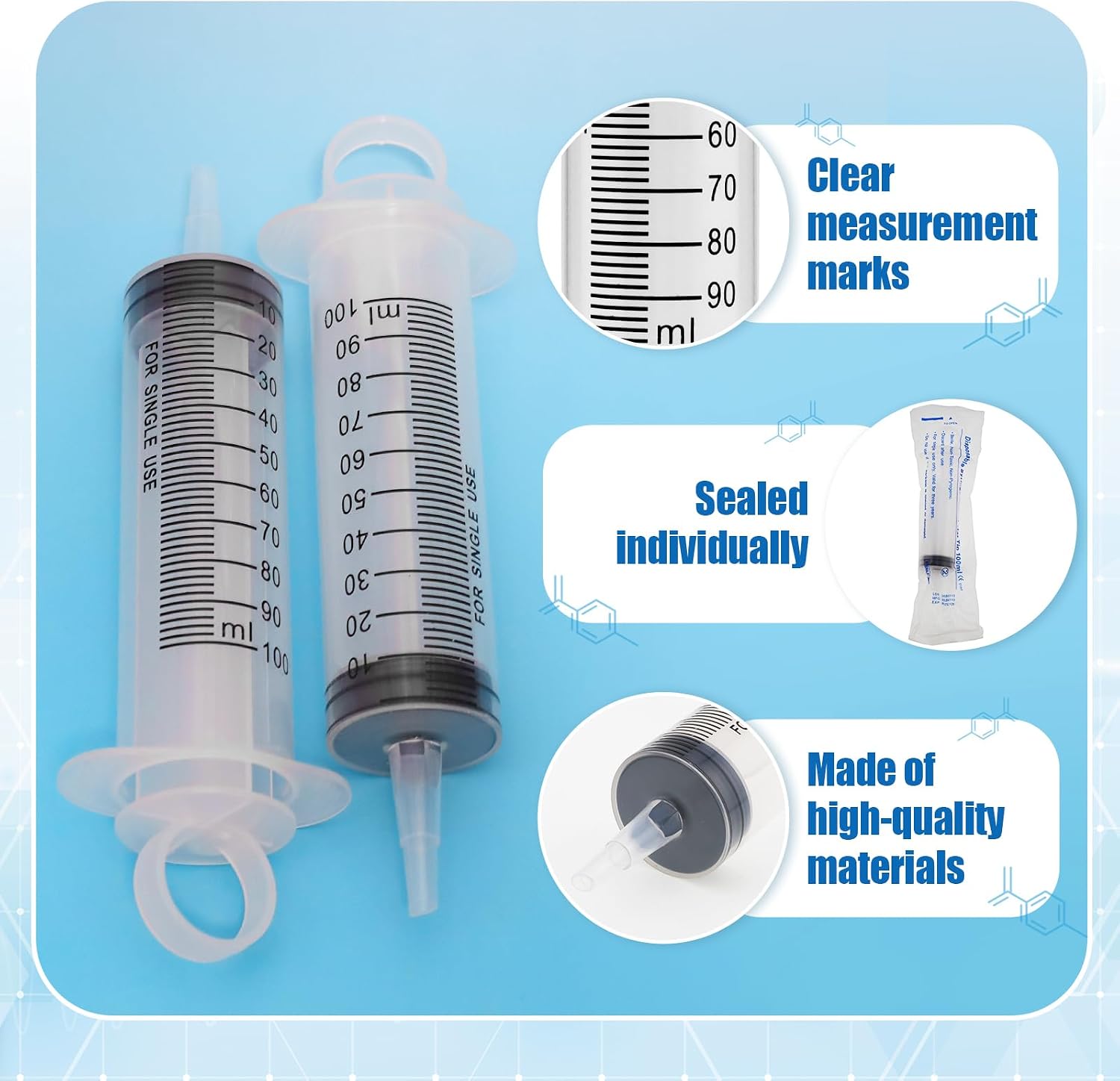 6 Packs Large Plastic Syringe with Measurement for Liquids, Jello shot Party, Medicine Student, Oral, Scientific Labs, Measuring, Dispensing, Home Care (100 ml)