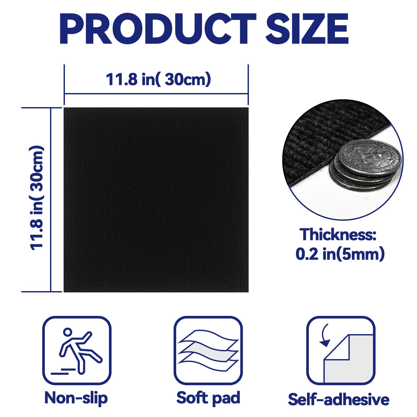 CUCOS Piastrelle per Moquette Peel and Stick, Piastrelle per Pavimenti in Moquette Quadrate 30x30cm, Autoadesiva Morbida Imbottita, 30 Piastrelle, Nero