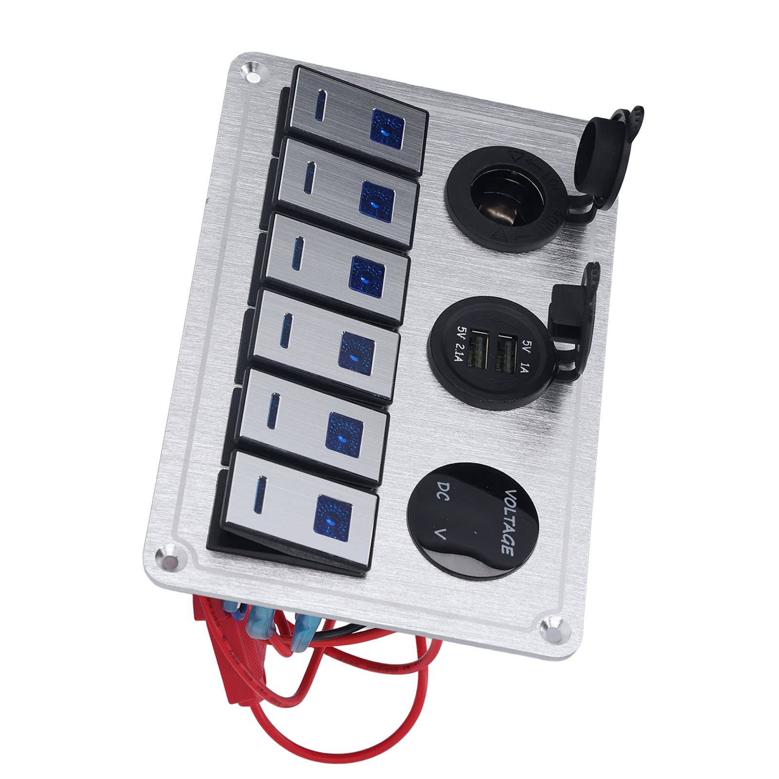 Tbest Panel Wahacza Gang Włączony Wyłączony Niebieskie światło LED .1A Port USB do Samochodu RV Loy PanelCar Panel Wykonany z Wahacza Wykonany Jest z Aluminium PC i Plastiku miedzianego. Klamra