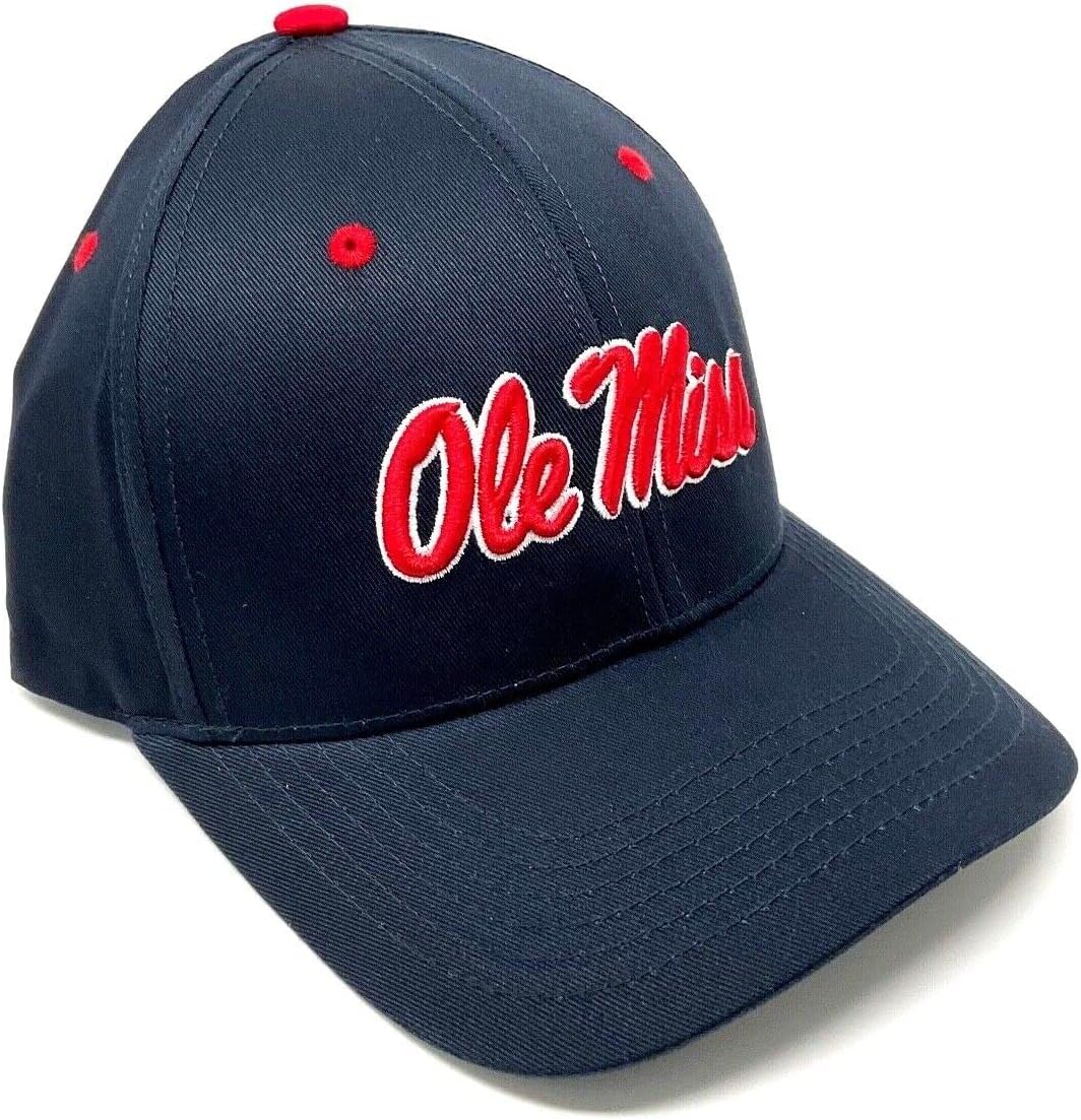 Ole Miss Rebels Adjustable Cap Structured Logo Hat (Navy)