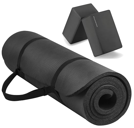 Yoga Mat with Carrying Strap and Yoga Blocks