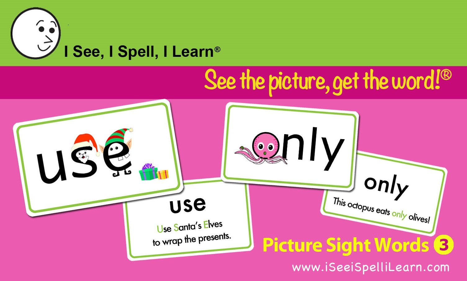 I See, I Spell, I Learn - Picture Sight Words Flashcards Set 3