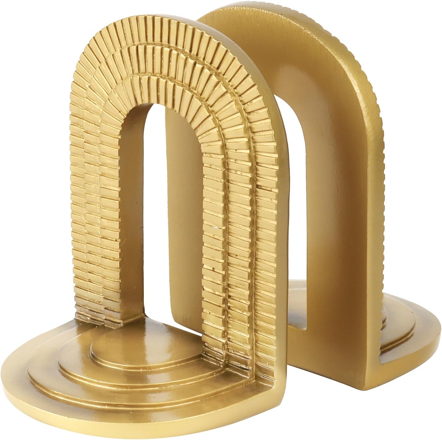 Sujetalibros vintage de arco pesado, 2 sujetalibros decorativos dorados únicos para estantes o estanterías, sujetalibros antideslizantes