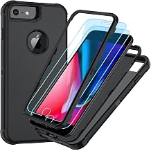 SunStory Compatible with iPhone 6/7/8 Case with HD Screen Protector, 3-Layer Heavy Duty Full-Body Cover,3 in 1 Hybrid Protective Case for iPhone 6/7/8 4.7", Black