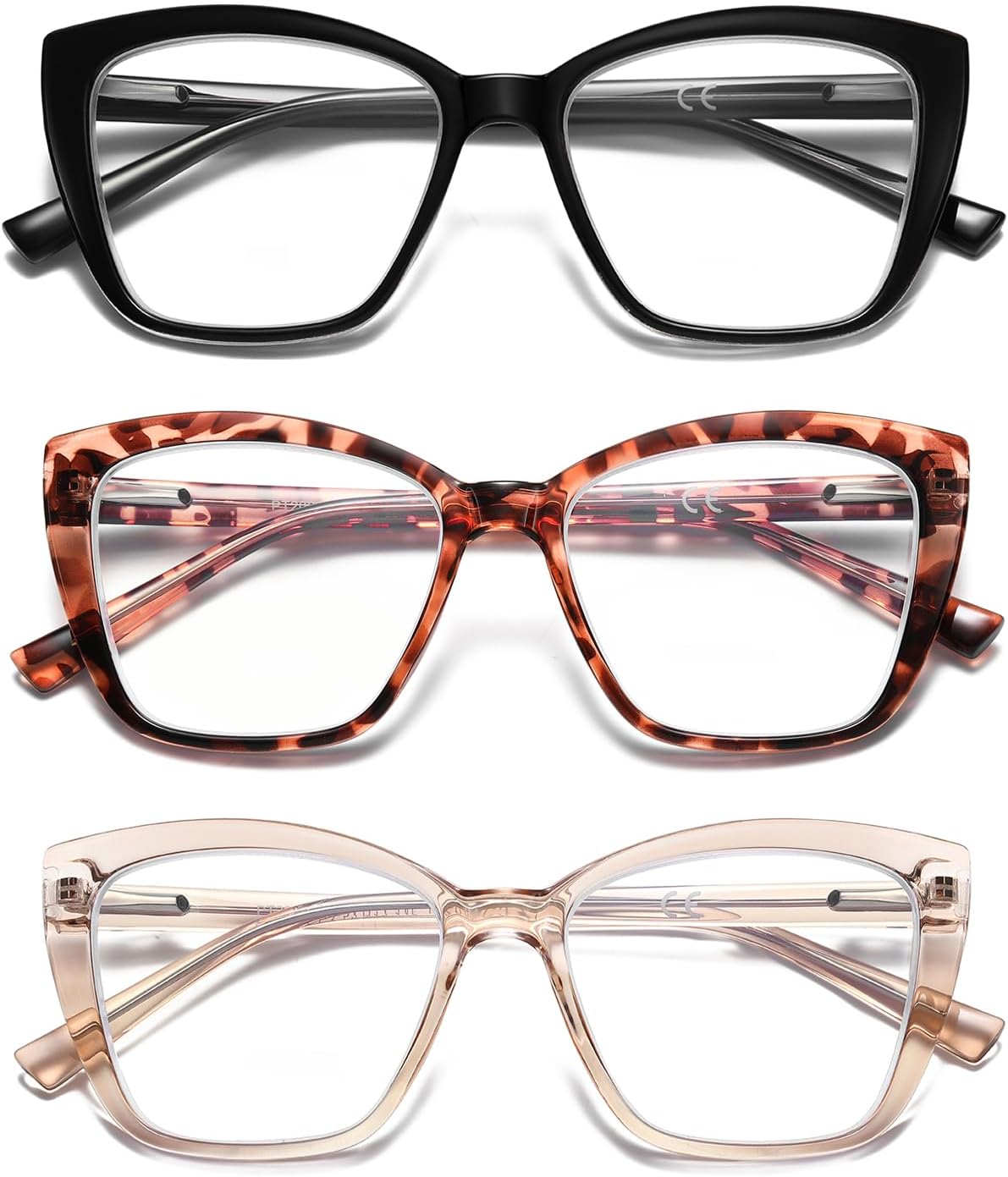 Oversized Reading Glasses Women Cat Eye Blue Light Computer Reader Stylish Unbreakable Fashion Large Eyewear PT2001A