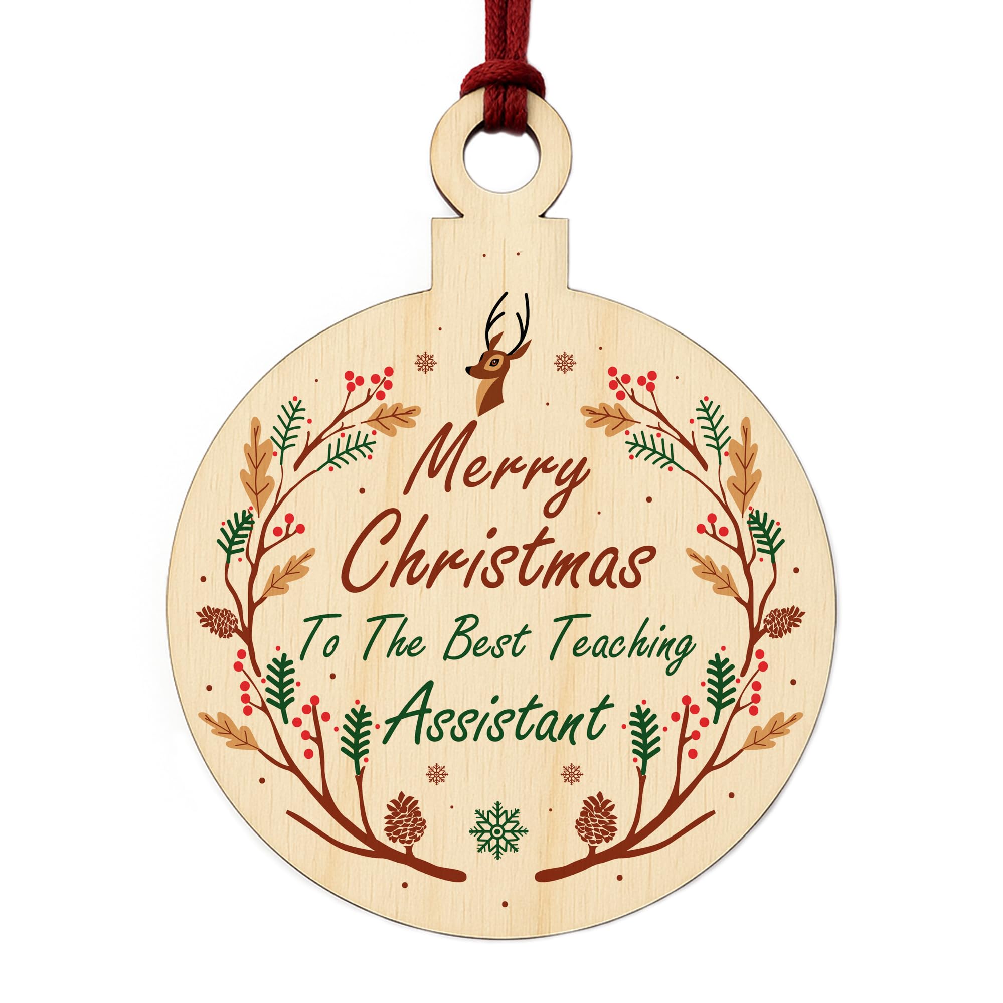 Merry Christmas To The Best Teaching Assistant Hanging Bauble Tree Decoration
