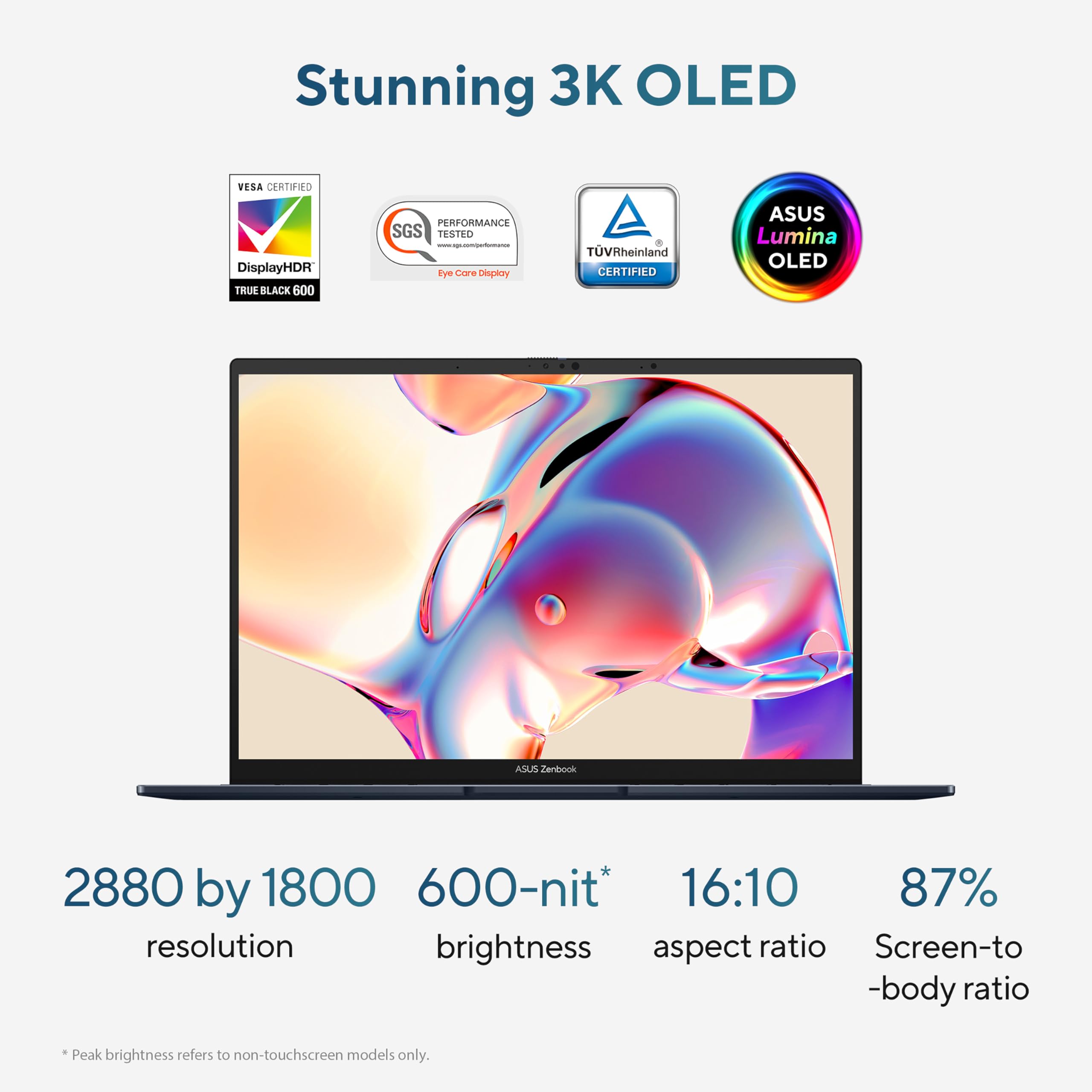 ASUS Zenbook 14 OLED UX3405CA 14.0" 2.8K OLED Laptop (Intel Core Ultra 5-225H, 16GB RAM, 512GB PCIe SSD, UK Layout Backlit Keyboard, Windows 11) — view 9