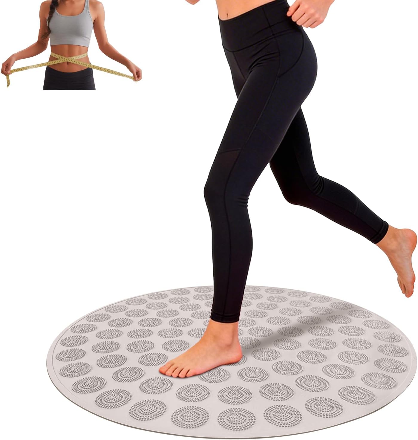 Large 28.35'' Silicone Foot Acupressure Mat, Portable Foldable Reflexology Mat, Non-Slip Standing Desk Mat for Feet Relaxation and Indoor Slow Jogging (Khaki)