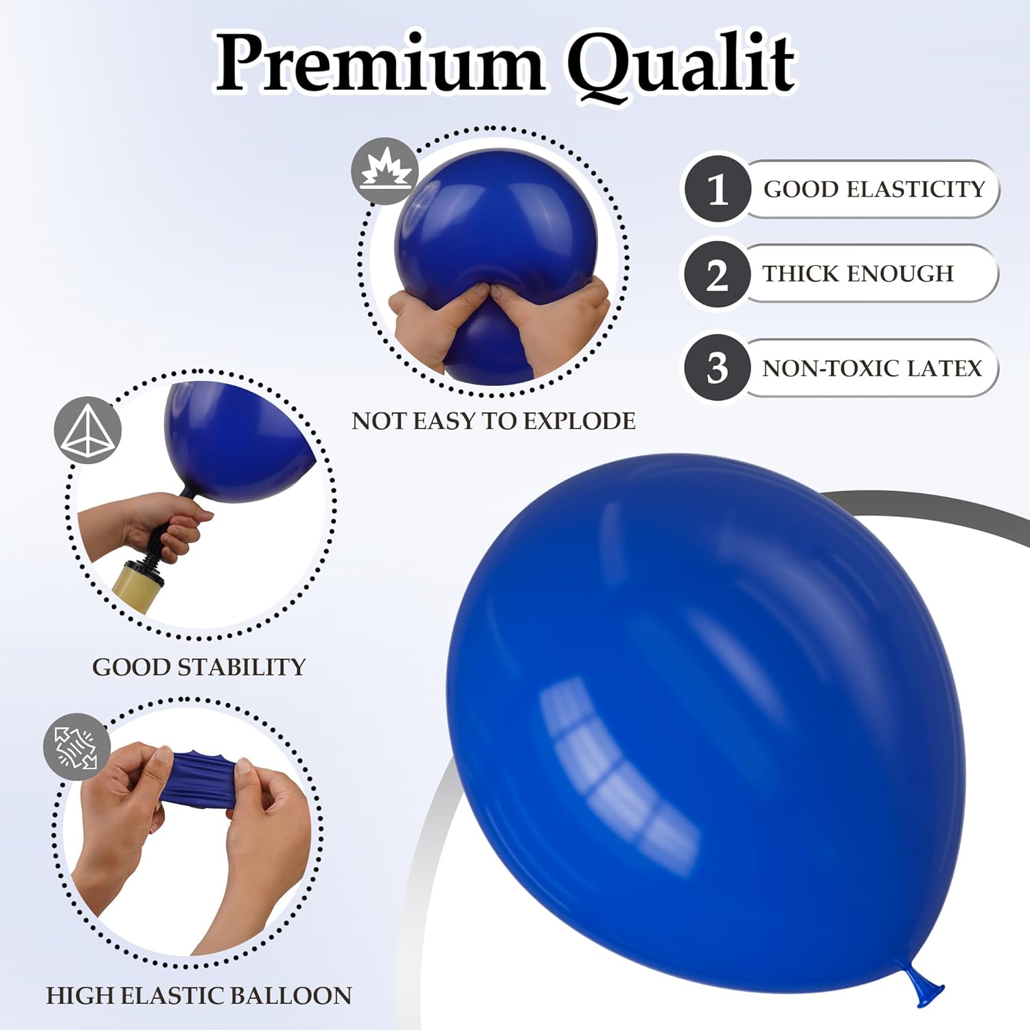 DECOCKRAT 130PCS RoyalBlue Balloons, Latex Balloon Different Sizes 18/12/10/5 Inch, Helium Balloons with Ribbon, Party Balloon Set for Birthday Wedding Graduation Anniversary Baby Shower Decoration
