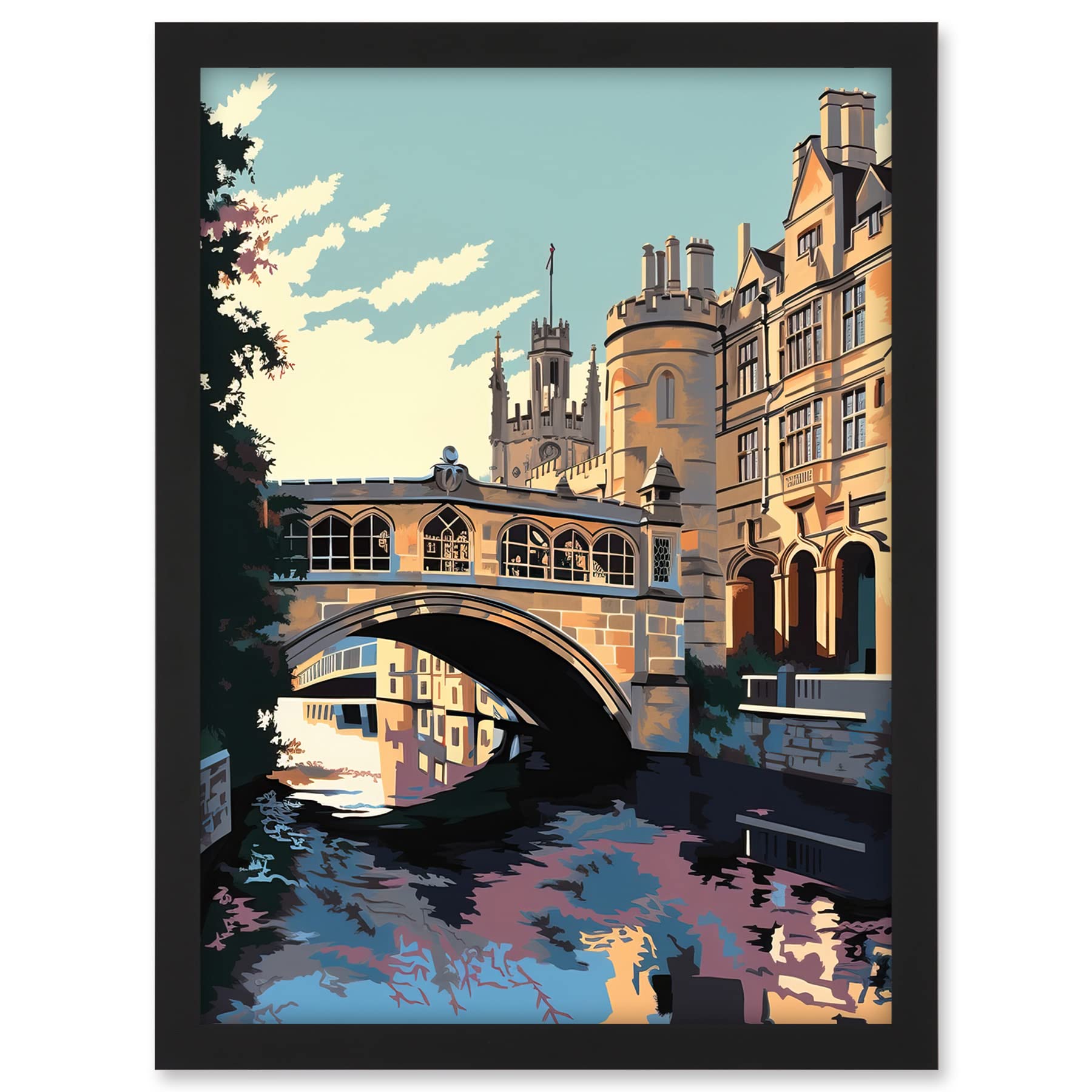 Artery8 Bridge of Sighs Cambridge University on Cam River Artwork Framed A3 Wall Art Print