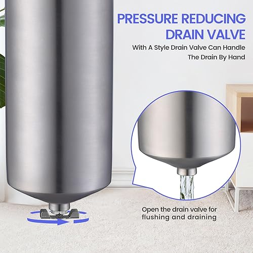 Miniatura 43 de Amwater NSF/ANSI 42 carcasa de filtro de agua de acero inoxidable para toda la casa, sistema de filtro de agua de sedimentos de 10 x 2.5 pulgadas