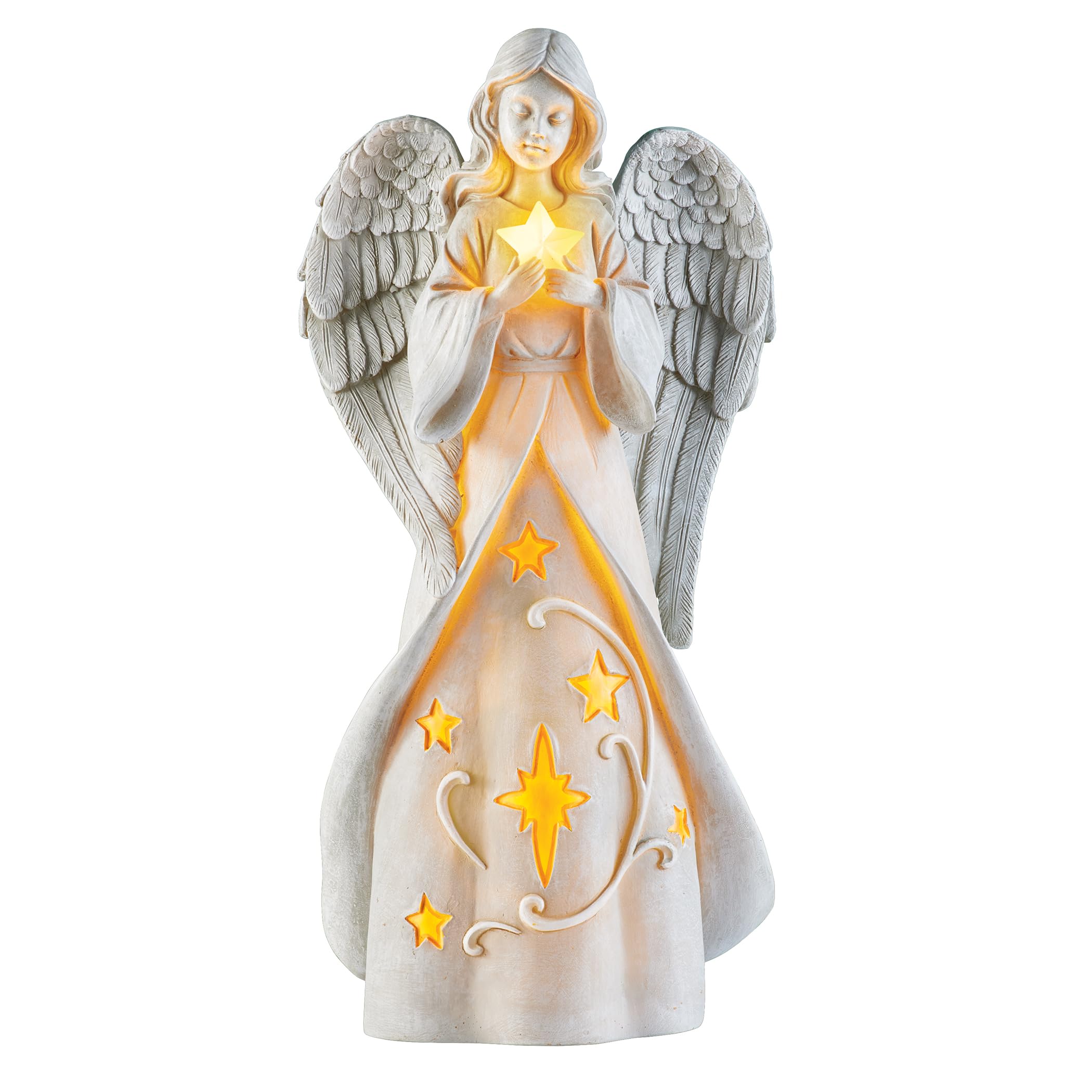 Collections Etc Angel with Solar Powered Star Outdoor Garden Statue NO SIZE
