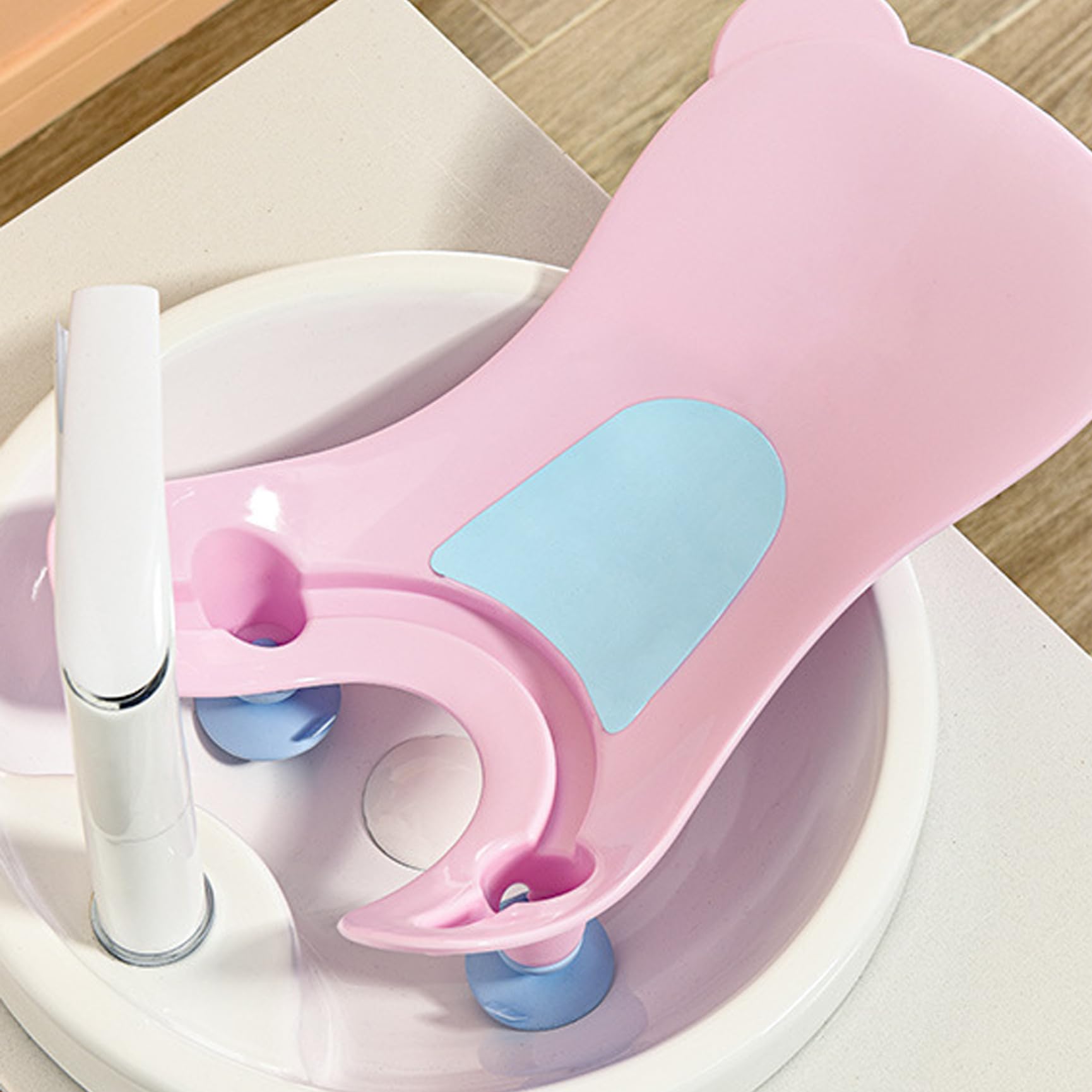 Bassin de bain pour nourrissons multifonctionnels, bain d'évier pour bébé avec aspirant, lavabo portable bébé avec trou suspendu, outil de lavage support des fesses pour baignoire comptoir util