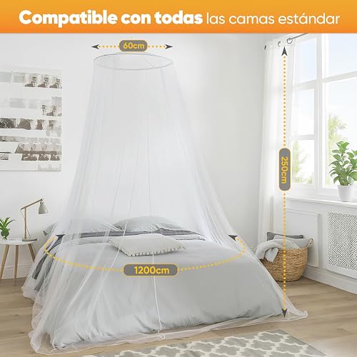 Sekey Großes Moskitonetz 0.6 x 2.5 x 12 m, 220 Mesh Feinmaschiges Doppelbett Einzelbett Mückenschutz mit Klebehaken Schrauben, 1 Eingänge, Fliegengitter Insektennetz für Indoor Outdoor Reise, Weiß - 2