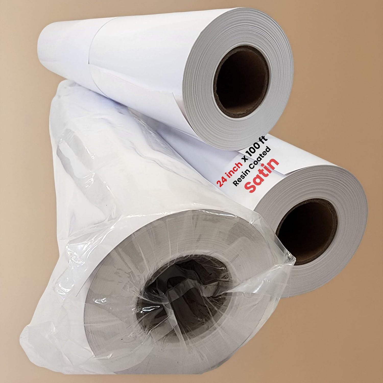 RCdepot1-1 x Premium RC Satin Photo Paper Roll 24 inch x 100 ft Wide Format Inkjet Print (New Upgrade, Resin-Coated Layer in The Back, More Durable More Waterproof, No Easy to Get Wrinkle) Quick Dry