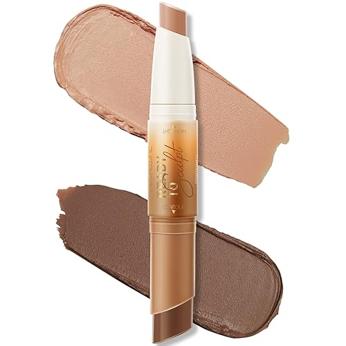 FOCALLURE Lápiz bronceador e iluminador crema 2 en 1, lápiz de contorno no graso y que no se seca, fácil de crear un acabado mate natural, larga