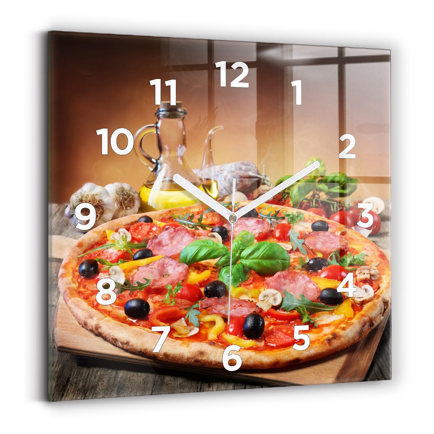 Horloge carrée moderne Wallfluent pour sublimer le cœur culinaire d'Italie