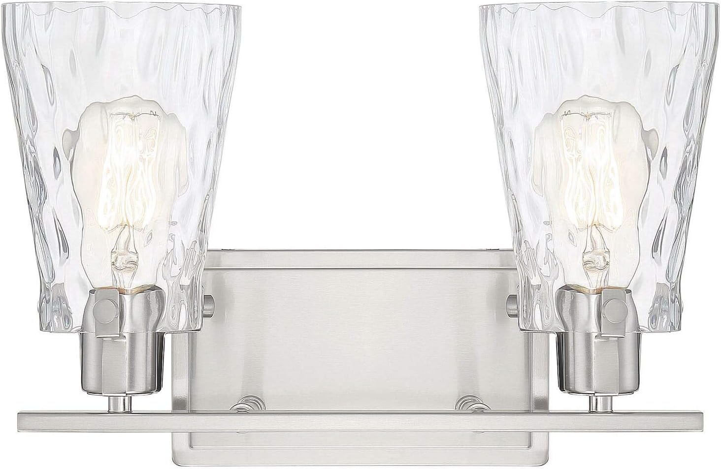 Savoy House 8-4508-3-SN Vaughan Modern Clear Water Glass Bathroom Vanity Wall Light, 3-Light 180 Total Watts, 9" H x 24" W, Satin Nickel