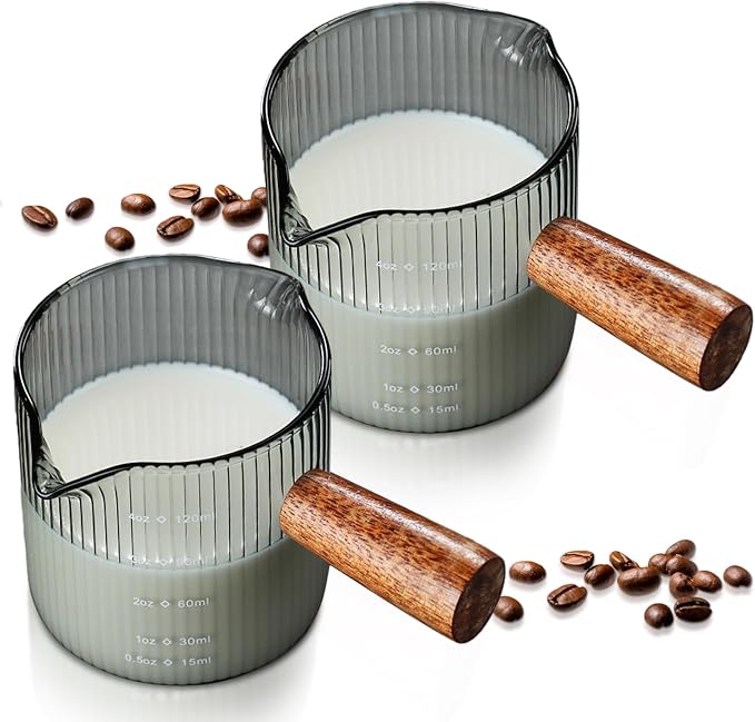 2 Pcs Double Spouts Measuring Espresso Cups Shot Glasses