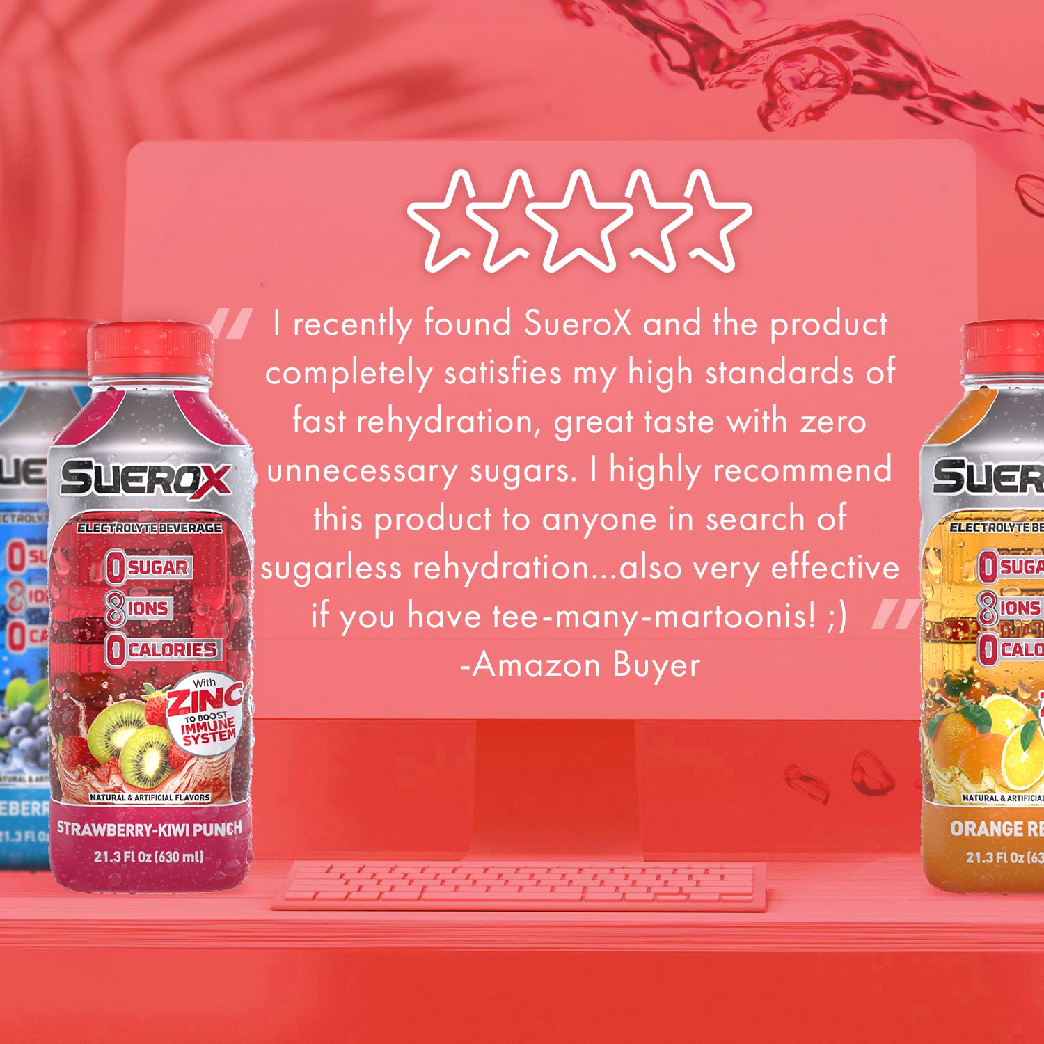 best by date 12.14.2022 SUEROX Zero Sugar Electrolyte Drink for Hydration and Recovery 21 Oz , Variety Pack, 252 Fl Oz