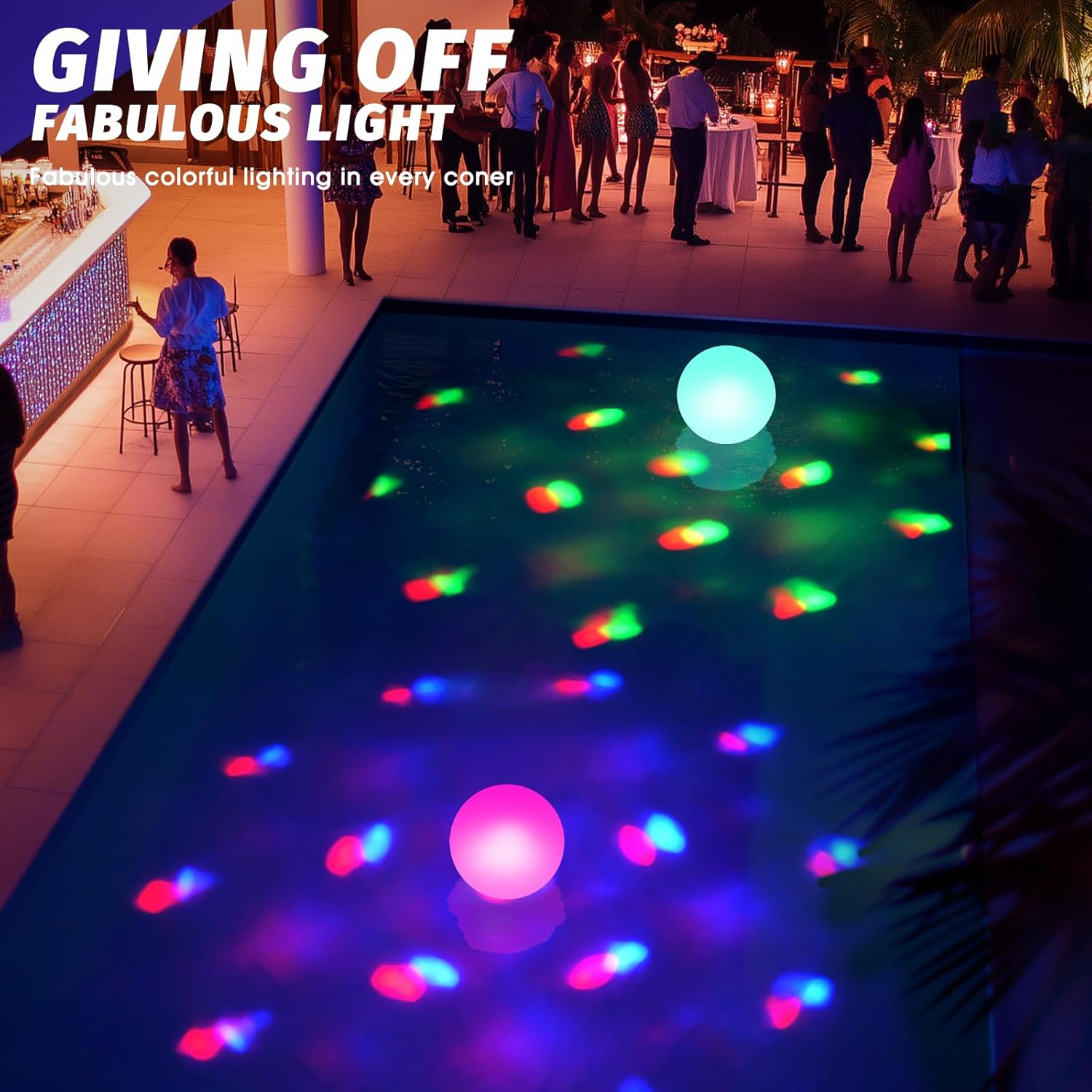 Floating Pool Lights, 6 Inch Light Up Pool Balls with Underwater Lights Show, Color Changing LED Pool Light That Float, IP68 Waterproof Floating Light for Pool, Party, Pond - 2pcs